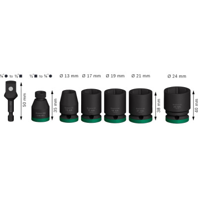 Набір головок Bosch Pro Impact Socket Standard Set 1/2&quot; 13-24 мм (2.608.003.032)
