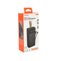 Батарея універсальна Linkage 30000mAh, Solar, 22.5W, cables Туре-С+Lighting, Black (LKP-46)