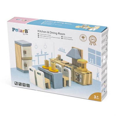 Ігровий набір Viga Toys Дерев&#039;яні меблі для ляльок PolarB Кухня і їдальня (44038)