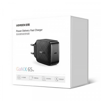 Зарядний пристрій Ugreen CD217 65W Type-C PD GaN Charger (Black) (70817)