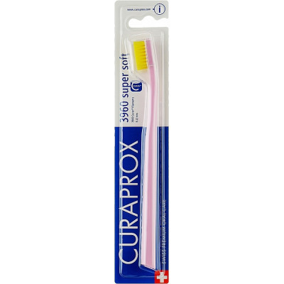 Зубна щітка Curaprox CS 3960 Super Soft Суперм&#039;яка D 0.12 мм Рожева з жовтою щетиною (CS 3960-14)