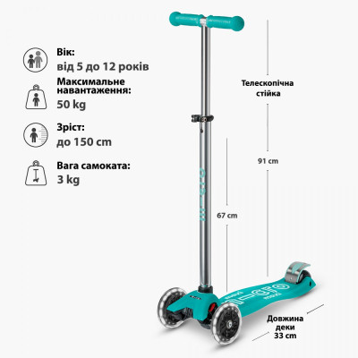 Самокат Micro Maxi Deluxe Glow LED Желейний зелений (MMD365)