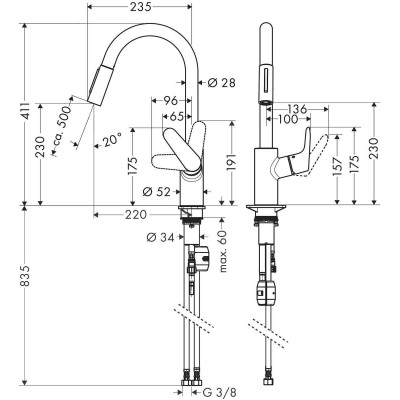 Мийка кухонна Hansgrohe S520-F480 + зміш. Focus M41 (43358400)
