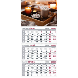 Календар Buromax настінний квартальний на 2026 р. (3 пружини) затишок (BM.2105.9)