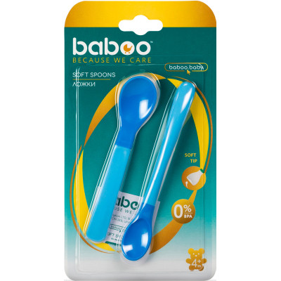Набір дитячого посуду Baboo м&#039;які ложки 2 шт сині, 4+ міс (10-033)
