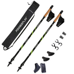 Палиці для скандинавської ходи PowerPlay 9111 Lykke Black/Green 80-135 см (PP_9111_Green)