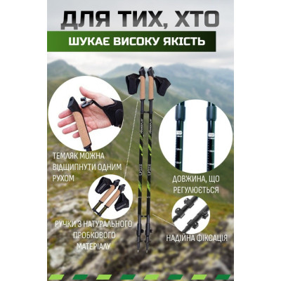 Палиці для скандинавської ходи PowerPlay 9111 Lykke Black/Green 80-135 см (PP_9111_Green)