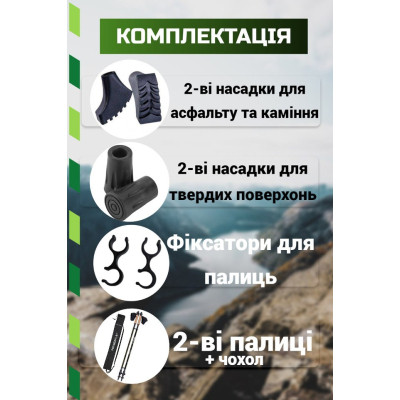 Палиці для скандинавської ходи PowerPlay 9111 Lykke Black/Green 80-135 см (PP_9111_Green)