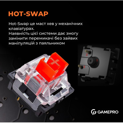 Клавіатура GamePro MK170B Hot-Swap Red Swich RGB USB UA Black (MK170B)