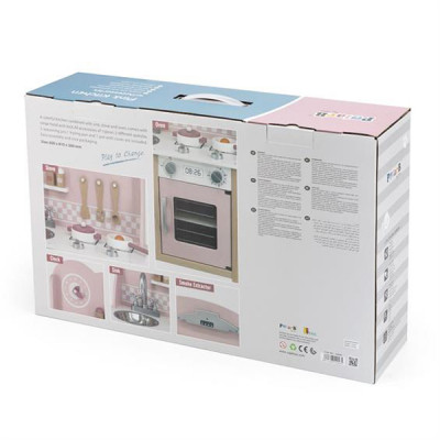 Ігровий набір Viga Toys кухня з дерева з аксесуарами PolarB рожева (44046)