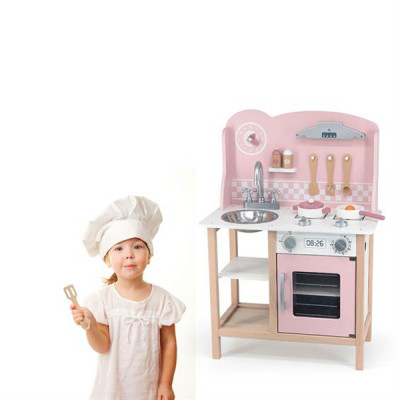 Ігровий набір Viga Toys кухня з дерева з аксесуарами PolarB рожева (44046)