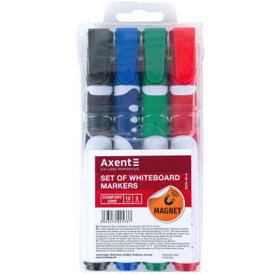 Маркер Axent набір для сухостираємих дошок Comfort Grip 2 мм круглих 4 шт (2552-40-A)