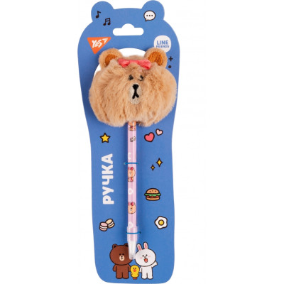 Ручка кулькова Yes пухнаста Line Friends&#039; Brown (412111)