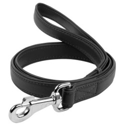 Повідок для собак WAUDOG Glamour шкіряний M-XXL чорний (33761)