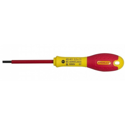 Викрутка Stanley FatMax, шліцьова, SL 3.5х75мм, 1000 В (0-65-411)
