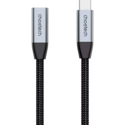 Дата кабель USB-C 3.1 AM/AF 2.0m 10Gbps 100W nylon braid Choetech (XCC-1039-CA-GY)