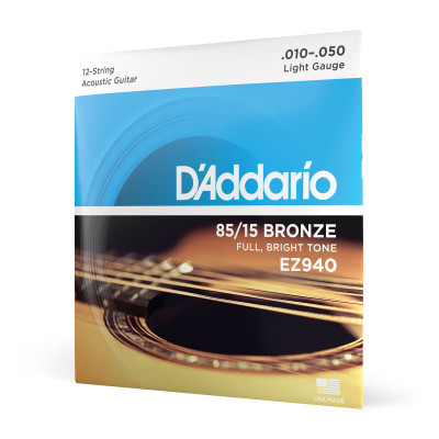 Струни для гітари D&#039;Addario 85/15 Bronze Light 12-String (10-50) (EZ940)