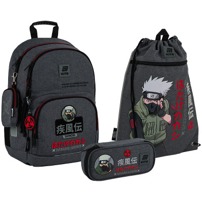 Шкільний набір Kite Education Naruto Shippuden 585 (рюкзак + пенал + сумка для взуття) (SET_NR25-585M-1)