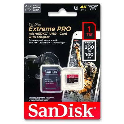 Карта пам&#039;яті SanDisk 1 TB microSDXC UHS-I U3 Extreme Pro+SD Adapter (SDSQXCD-1T00-GN6MA)