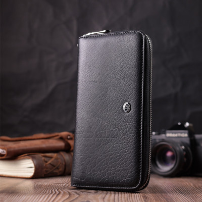 Гаманець ST Leather З натуральної шкіри Чорний (22562)
