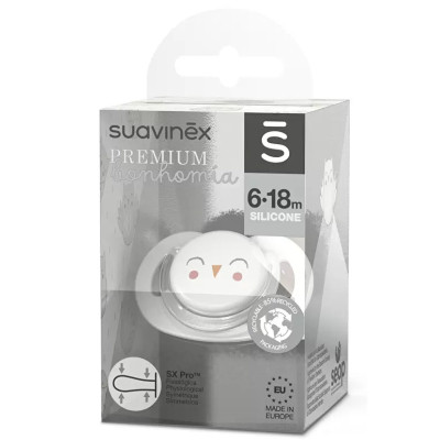 Пустушка Suavinex Bonhomia фізіологічна, 6-18 міс. біла (307814)