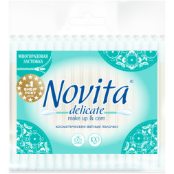 Ватні палички Novita Delicate в поліетиленовому пакеті 100 шт. (4823071615906)