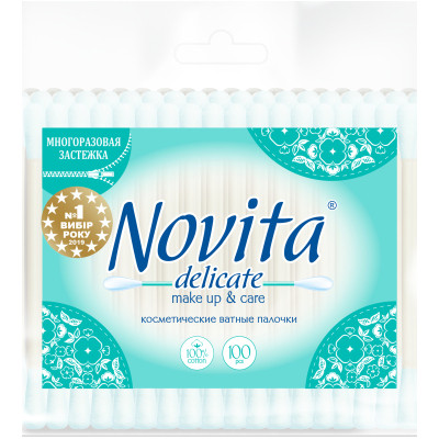 Ватні палички Novita Delicate в поліетиленовому пакеті 100 шт. (4823071615906)