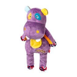 Іграшка для собак GiGwi Plush Бегемот з мотузками та пищалкою 34 см (2255)
