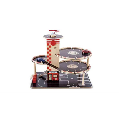 Автотрек Hape дерев&#039;яний з паркінгом та вертолітним майданчиком (E3002)