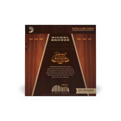 Струни для гітари D&#039;Addario Nickel Bronze Extra Light (10-47) (NB1047)