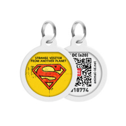 Адресник для тварин WAUDOG Smart ID з QR паспортом &quot;Супермен вінтаж&quot; коло 30 мм (230-1011)