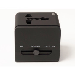 Зарядний пристрій PowerPlant Международный адаптер 220В + 2*USB max2.1A (DV00DV5067)