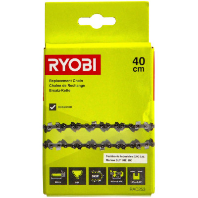 Ланцюг Ryobi для пилки RAC253 40см, 1.27мм, 3/8&quot; (5132004345)