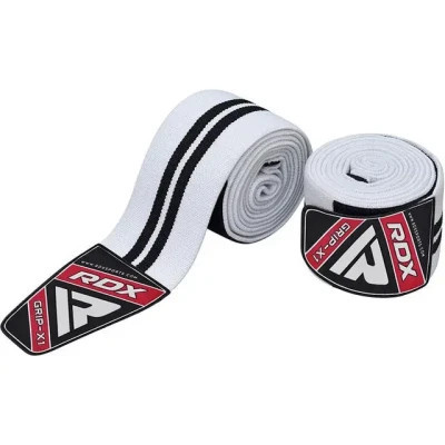 Бинт для спорту RDX на коліна K1 GYM Knee Wraps White/Black Plus (WAH-K1W+)