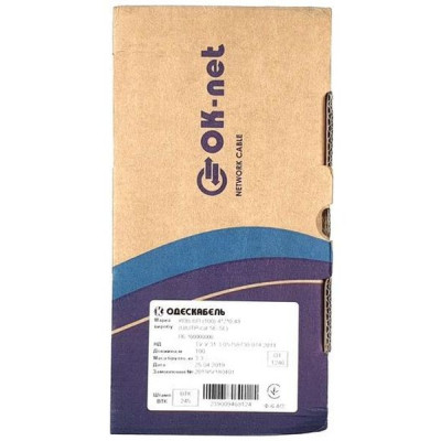 Кабель мережевий OK-Net UTP 100м cat.5e (U/UTP-cat.5E) (КПВ-ВП (100) 4х2х0,49 / 100)