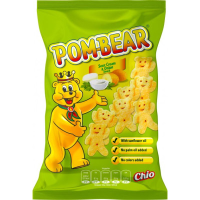 Чіпси Chio Pom Bear Картопляні ведмедики зі смаком сметани та цибулі 65 г (5900073020903)