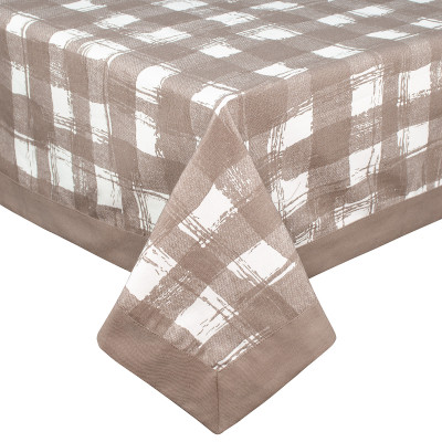 Скатертина Home Line з рамкою Клітинка капучино, 140х180см (158356)