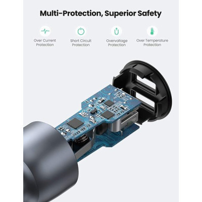 Зарядний пристрій Ugreen CD213 36W 2xUSB QC 3.0 3A Car Charger (Dark Blue) (10144)