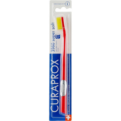 Зубна щітка Curaprox CS 3960 Super Soft Суперм&#039;яка D 0.12 мм Червона з жовтою щетиною (CS 3960-10)