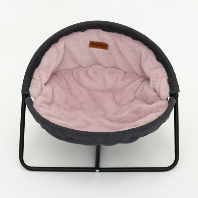 Лежак для тварин MISOKO&amp;CO Pet bed round plush 45x45x22 см grey and pink (HOOP31839)