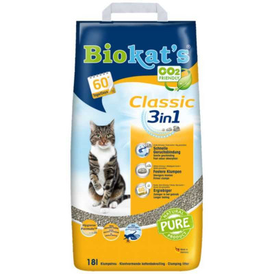 Наповнювач для туалету Biokat&#039;s CLASSIC (3 в 1) 18 л (4002064613789)