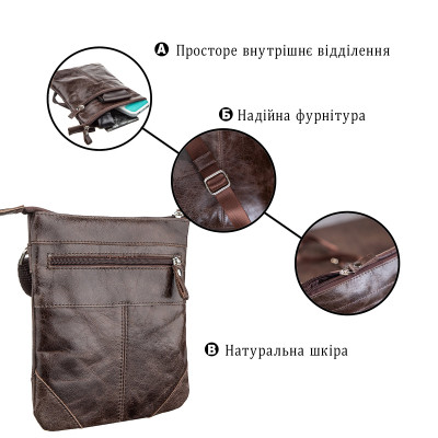 Сумка Shvigel З натуральної шкіри Коричнева (11136)