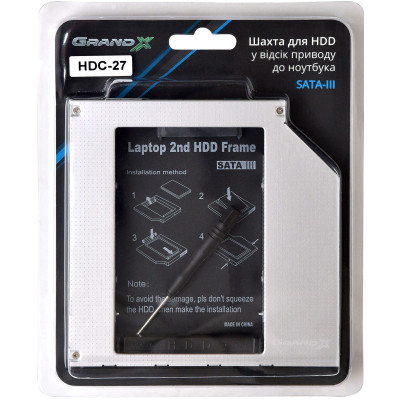 Фрейм-перехідник Grand-X HDD 2.5&#039;&#039; to notebook 12.7 mm ODD SATA3 (HDC-27)
