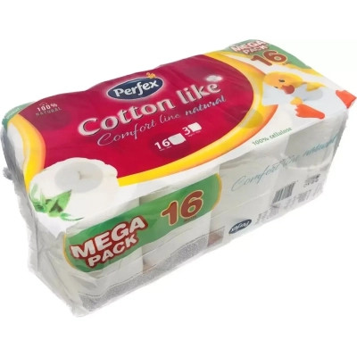 Туалетний папір Perfex Cotton Like Comfort Line 3 шари 16 рулонів (8606110850522)