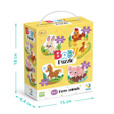 Пазл DoDo 4 в 1 Baby puzzle. Сільські тварини (300686)