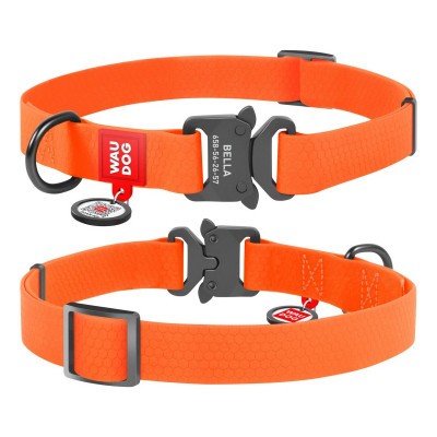 Нашийник для тварин WAUDOG Waterproof з QR паспортом L Ш 25 мм Д 31-49 см(помаранчевий) (27864)