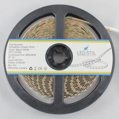 Світлодіодна стрічка LED-STIL 2700K 9,6 Вт/м 2835 120 діодів IP33 12 Вольт 900 lm (DFN2835-120A27-IP33)