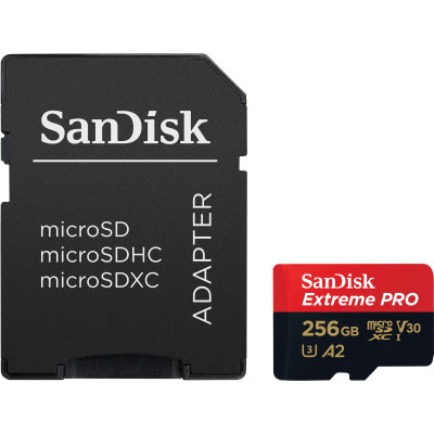 Карта пам&#039;яті SanDisk 256 GB microSDXC UHS-I U3 Extreme Pro+SD Adapter (SDSQXCD-256G-GN6MA)