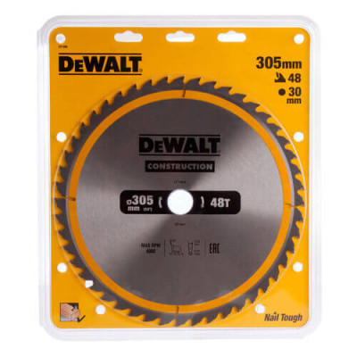 Диск пильний DeWALT СONSTRUCTION, 305x30 мм, 48 z, АТВ, 10 гр., 4800 об/хв (DT1959)
