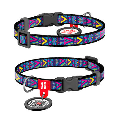 Нашийник для тварин WAUDOG Nylon з QR паспортом &quot;Інді&quot; пластиковий фастекс XS (5228)